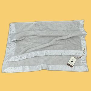Baby Blanket Gray Plush Luxe Satin Trim Neutral Minimalist 30"x40" Nursery Lovey